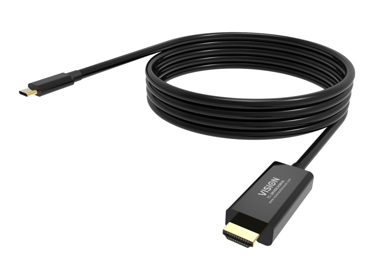VISION Professional - Videokabel - 24 pin USB-C mnnlich zu HDMI mnnlich - 2 m - Schwarz - 4K Untersttzung
