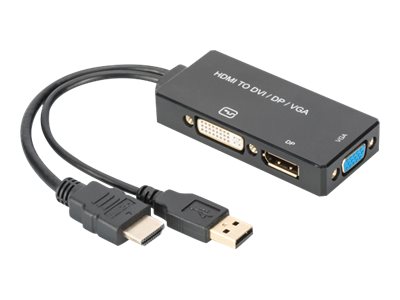Assmann - Videokonverter - HDMI - DVI, DisplayPort, VGA - Schwarz