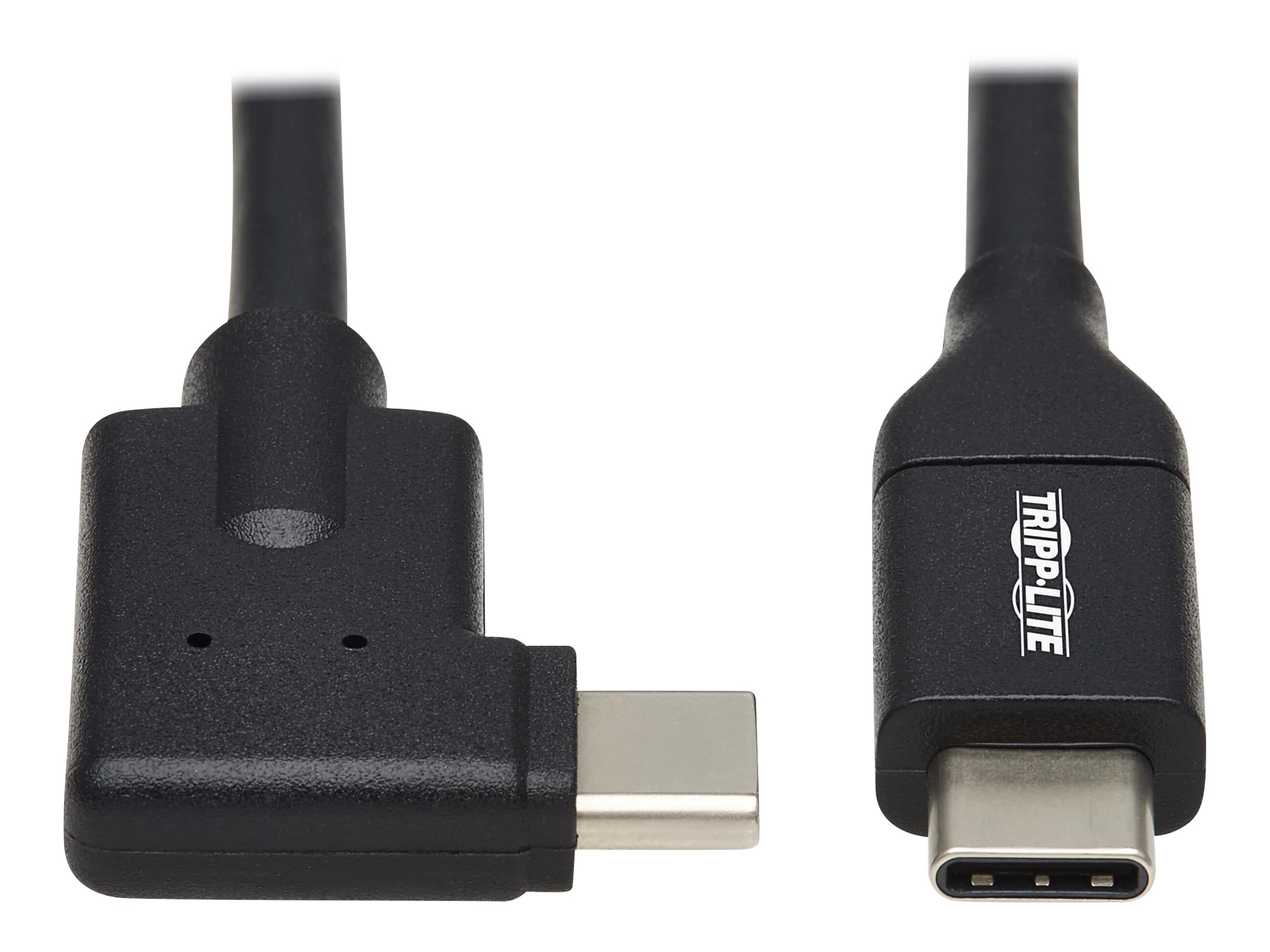 Tripp Lite USB C Cable (M/M) - USB 3.2 Gen 2, Thunderbolt 3, 100W PD Charging, Right-Angle Plug, Black, 1 m (3.3 ft.) - USB-Kabe