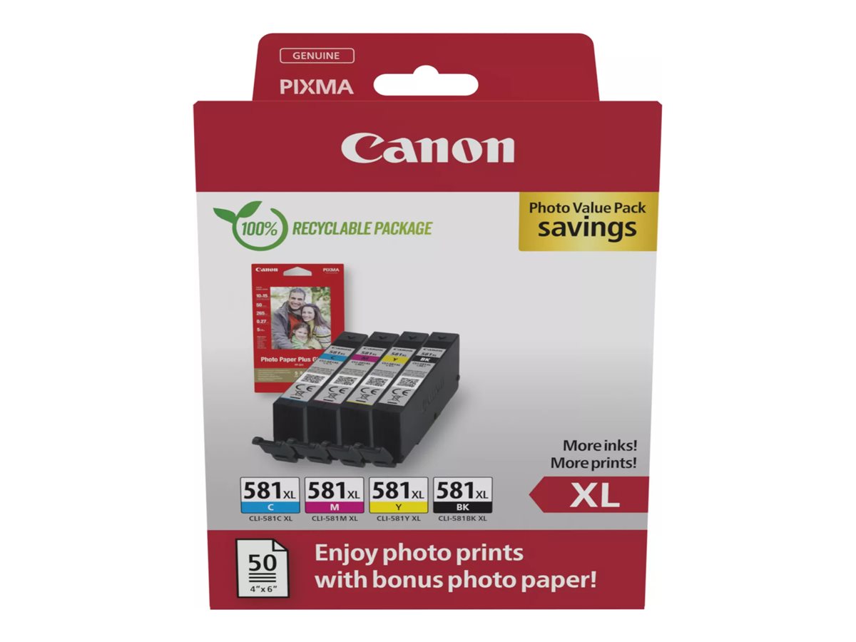 Canon CLI-581XL C/M/Y/BK Photo Value Pack - 4er-Pack - 8.3 ml - XL - Schwarz, Gelb, Cyan, Magenta - original