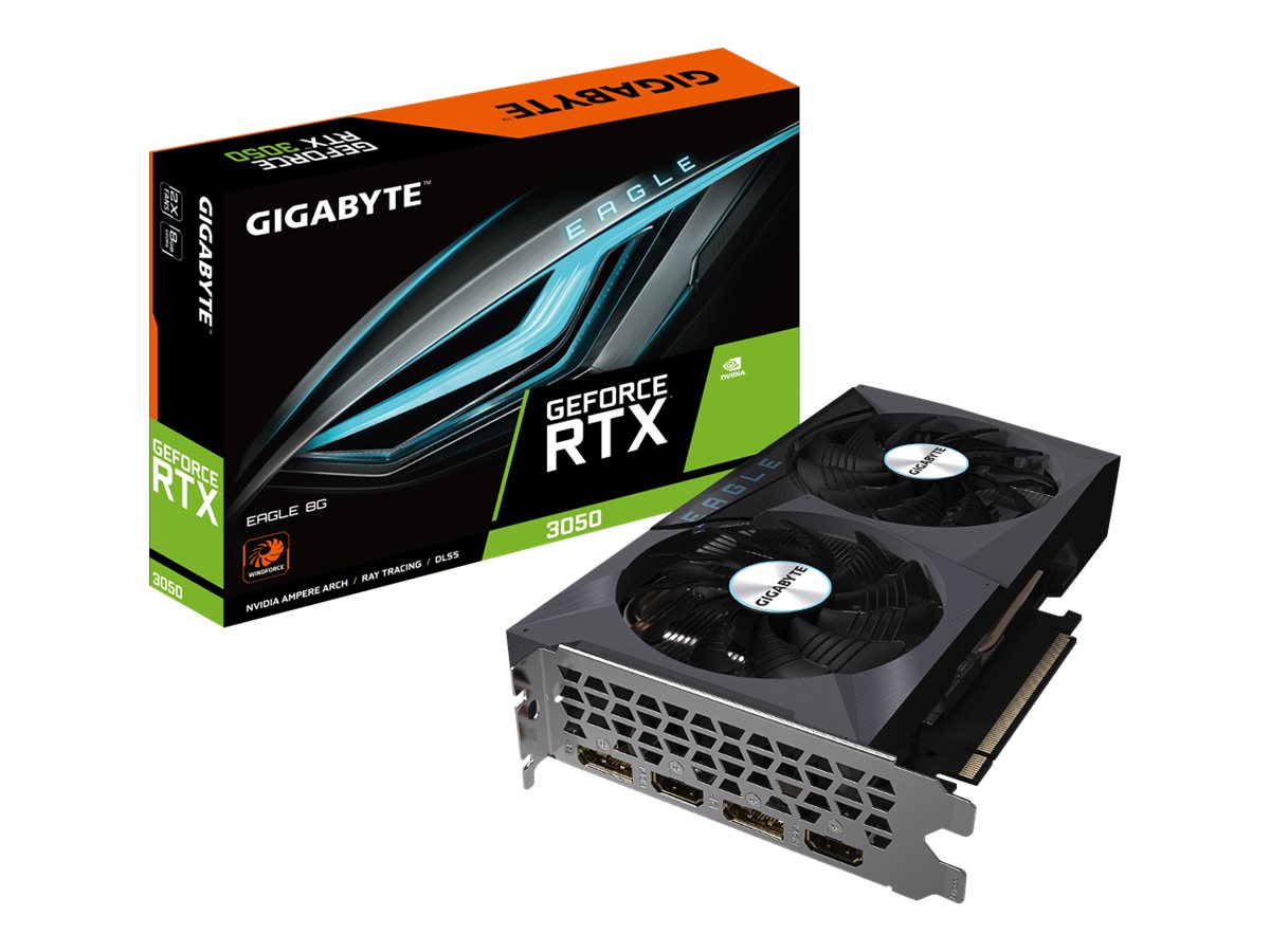Gigabyte GeForce RTX 3050 EAGLE 8G - Grafikkarten - GF RTX 3050 - 8 GB GDDR6 - PCIe 4.0 - 2 x HDMI, 2 x DisplayPort