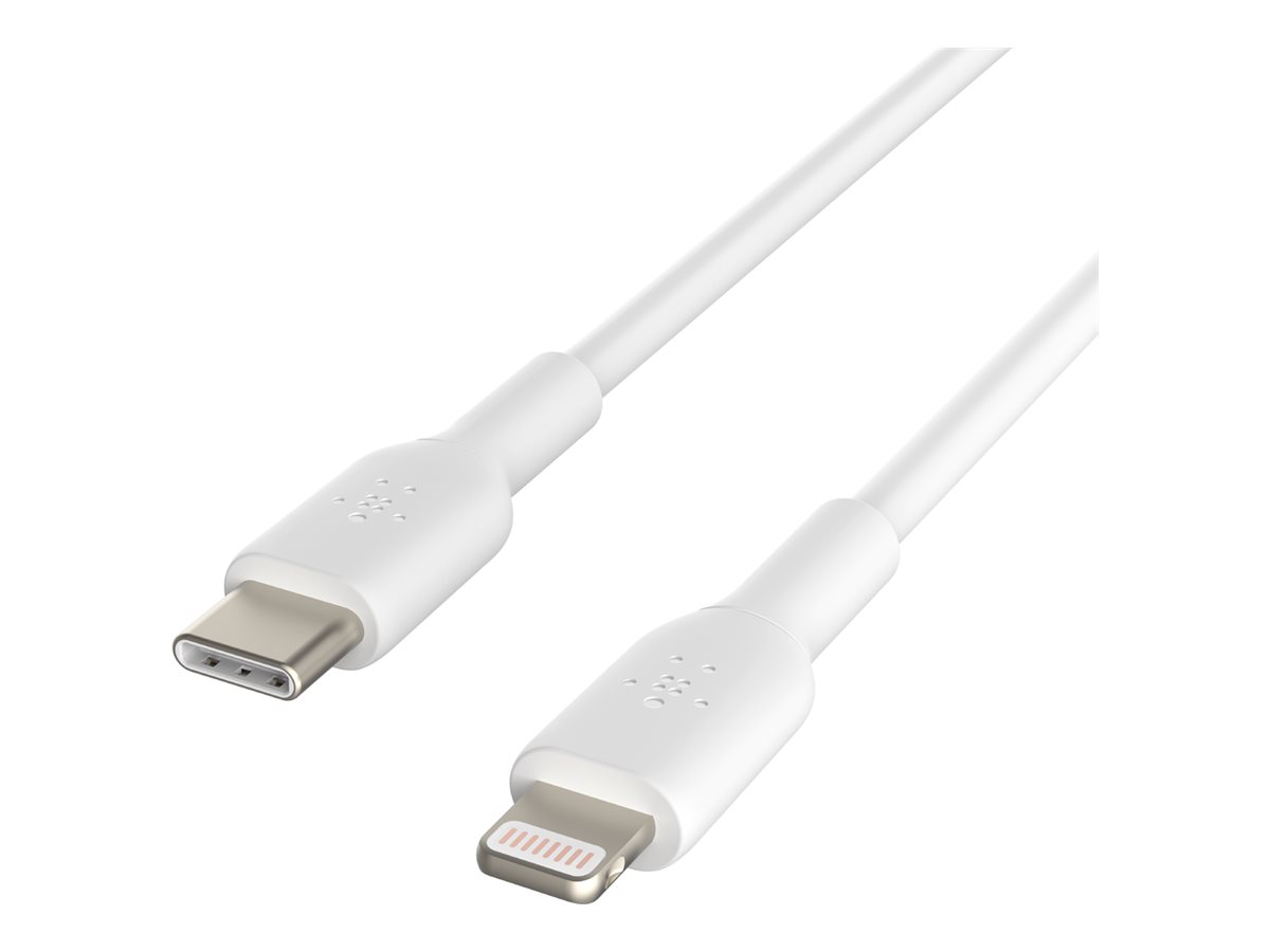 Belkin BOOST CHARGE - Lightning-Kabel - 24 pin USB-C mnnlich zu Lightning mnnlich - 1 m - weiss - USB-Stromversorgung (18 W)