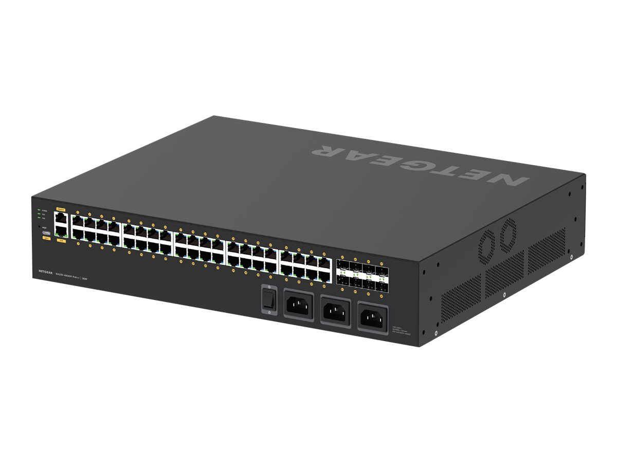 NETGEAR AV Line M4250-40G8XF-PoE++ - Switch - L3 - managed - 40 x 10/100/1000 (PoE++) + 8 x 1 Gigabit / 10 Gigabit SFP+ - Seite-