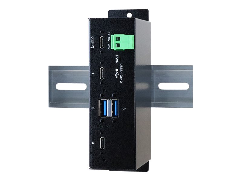 Exsys EX-1274HMV - Hub - 2 x USB 3.1 Gen 2 + 2 x USB-C - an Rack montierbar, an DIN-Schiene montierbar, wandmontierbar