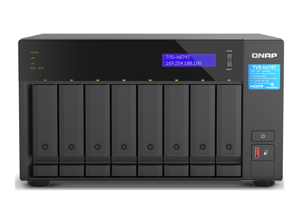 QNAP TVS-h874T - NAS-Server - 8 Schchte - SATA 6Gb/s - RAID RAID 0, 1, 5, 6, 10, 50, JBOD, 60 - RAM 32 GB