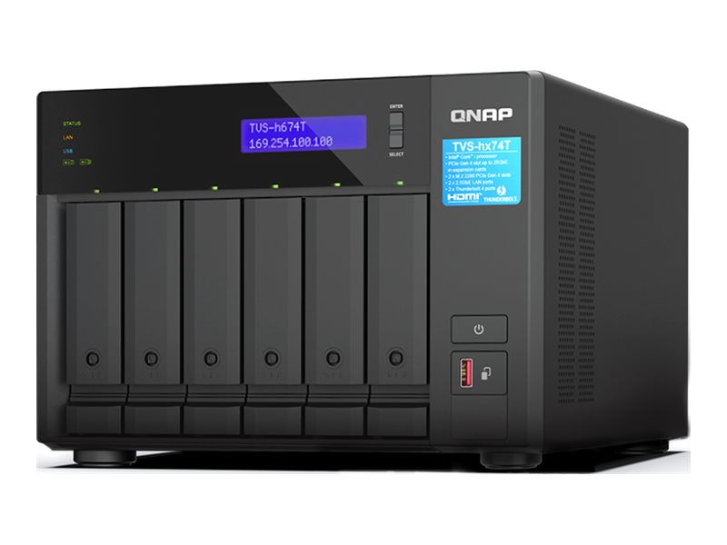 QNAP TVS-H674T - NAS-Server - 6 Schchte - SATA 6Gb/s - RAID RAID 0, 1, 5, 6, 10, 50, JBOD - RAM 32 GB