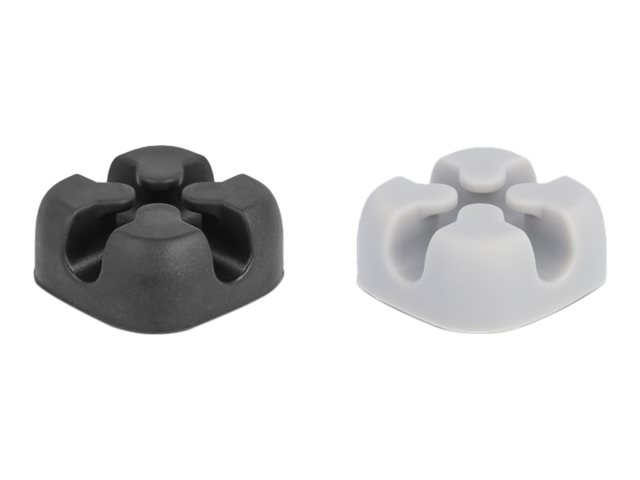Delock - Kabelhalter-Kit - Tisch montierbar, Oberfläche montierbar, geeignet für Wandmontage - Grau, Schwarz