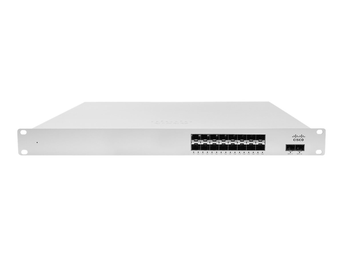 Cisco Meraki Cloud Managed Ethernet Aggregation Switch MS410-16 - Switch - managed - 16 x Gigabit SFP + 2 x 10 Gigabit SFP+ (Upl