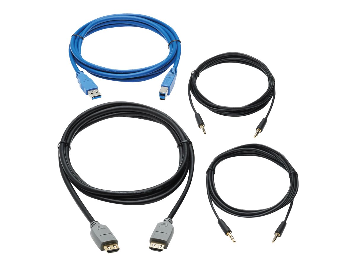 Tripp Lite HDMI KVM Cable Kit for Tripp Lite B005-HUA2-K and B005-HUA4 KVM, 4K HDMI, USB 3.1 Gen 1, 3.5 mm, 10 ft. - Video-/Audi