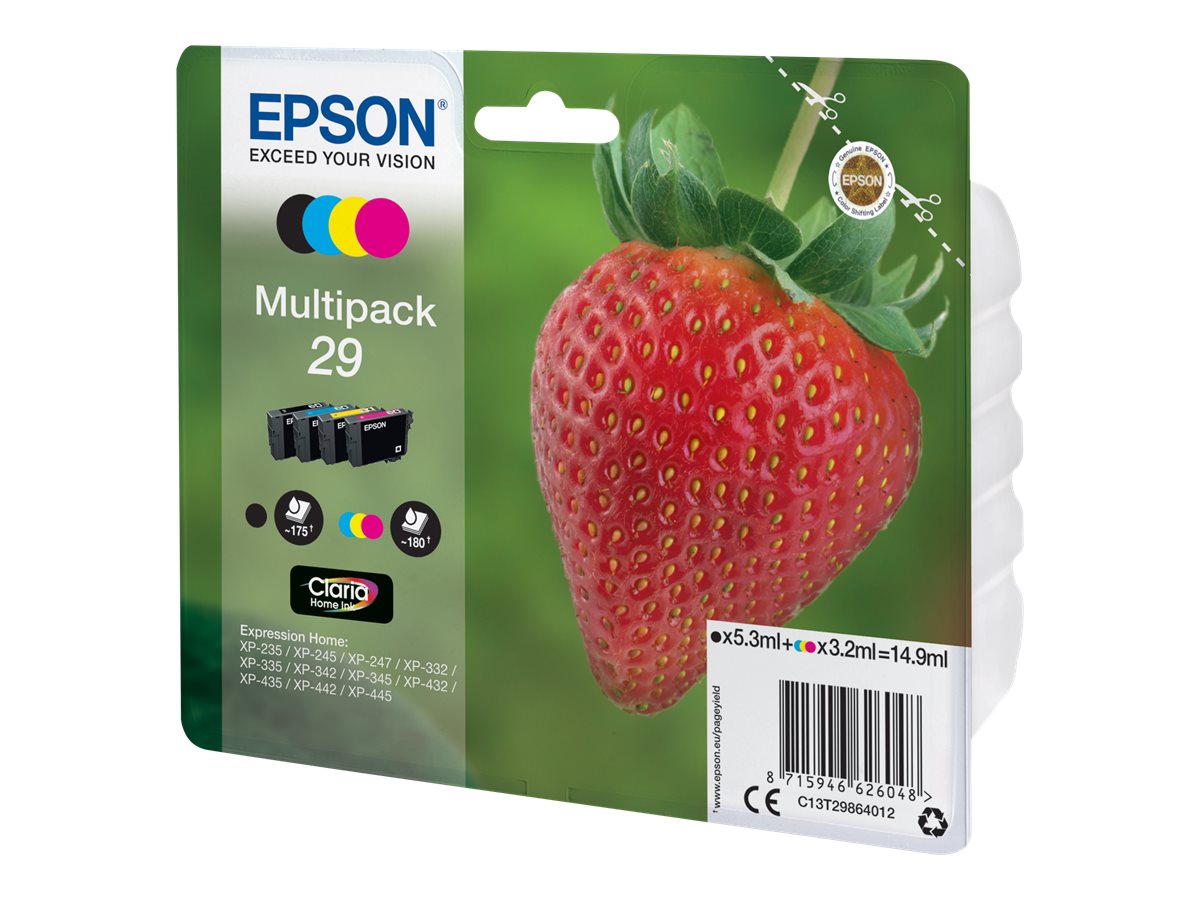 Epson 29 Multipack - 4er-Pack - 14.9 ml - Schwarz, Gelb, Cyan, Magenta - original - Blister mit RF- / akustischem Alarmsignal
