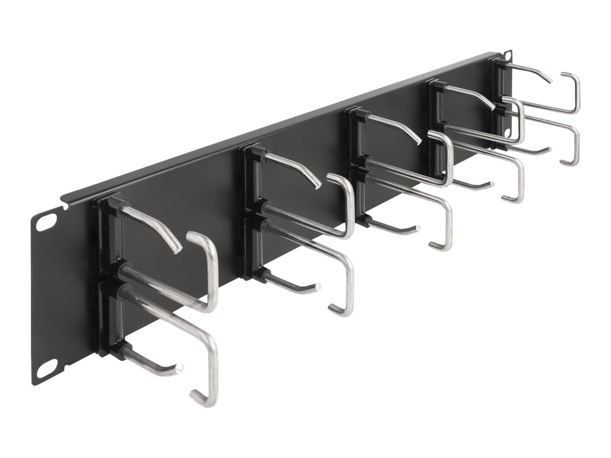 Delock - Verlegetafel für Rack-Kabelmanagement - with 10 metal hooks - Schwarz - 2U - 48.3 cm (19