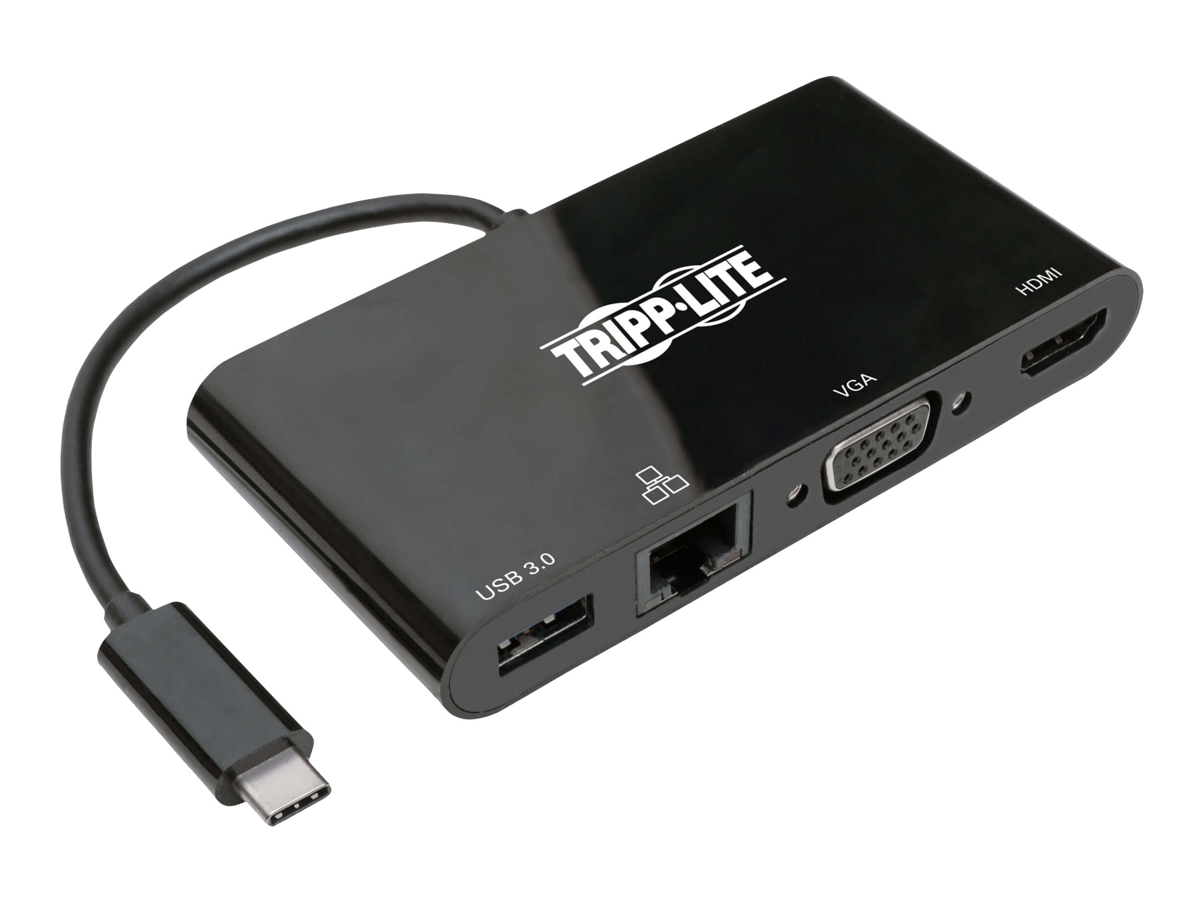 Tripp Lite USB 3.1 Gen 1 USB-C Adapter Converter Thunderbolt 3 Compatible 4K @ 30Hz - HDMI, VGA, USB-A Hub Port and Gigabit Ethe