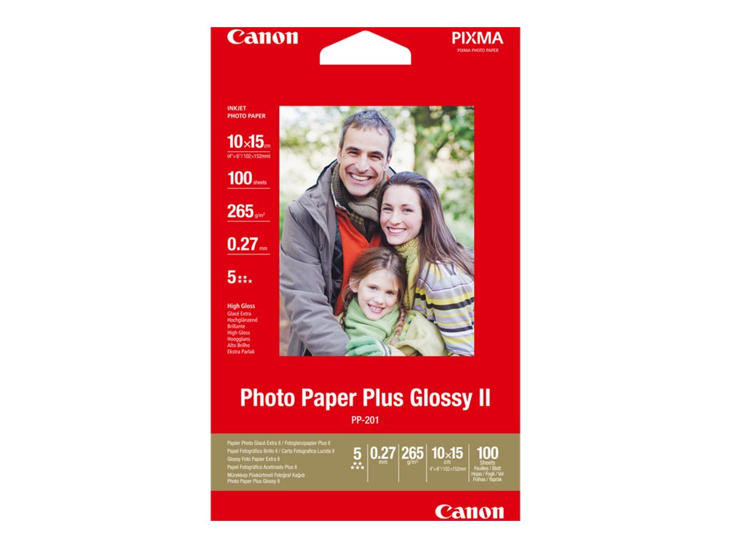 Canon Photo Paper Plus Glossy II PP-201 - Hochglnzend - 270 Mikron - 102 x 152 mm - 265 g/m - 100 Blatt Fotopapier