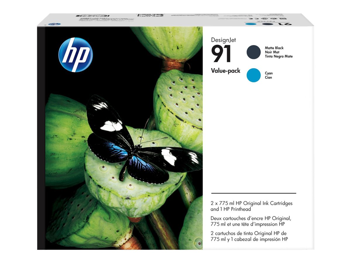 HP 91 Value Pack - 3er-Pack - 775 ml - mattschwarz, Matte Cyan - Original - DesignJet