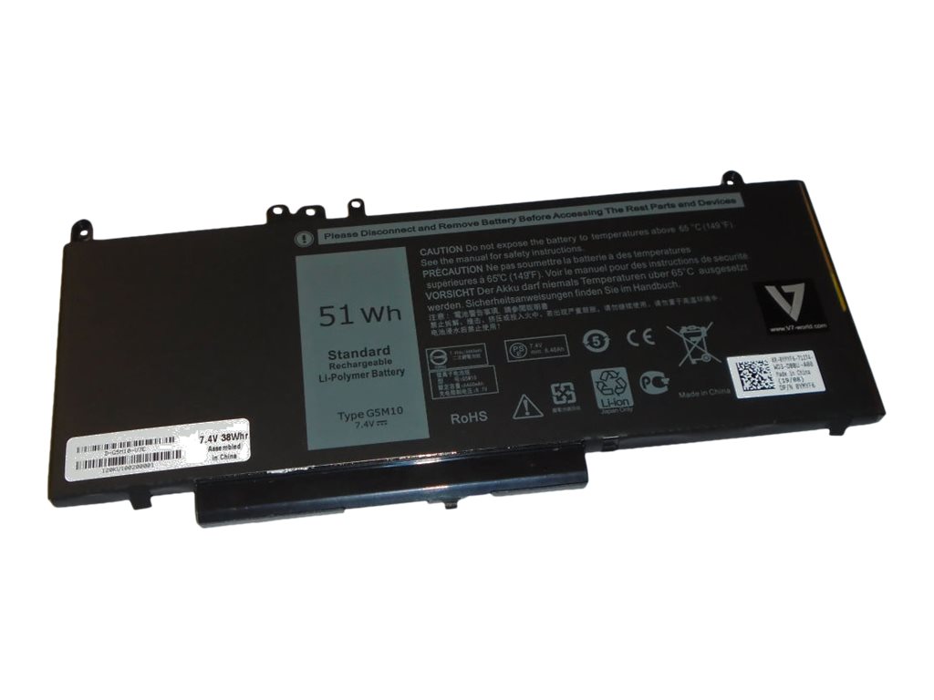 V7 - Laptop-Batterie (gleichwertig mit: Dell 451-BBLN, Dell G5M10) - Lithium-Polymer - 4 Zellen - 6450 mAh - fr Dell Latitude E