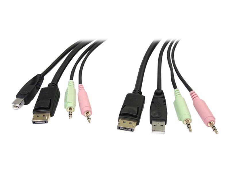 StarTech.com 1,8m 4-in-1 USB DisplayPort KVM-Switch Kabel mit Audio und Mikrofon - Video- / USB- / Audio-Kabel - USB, mini-phone