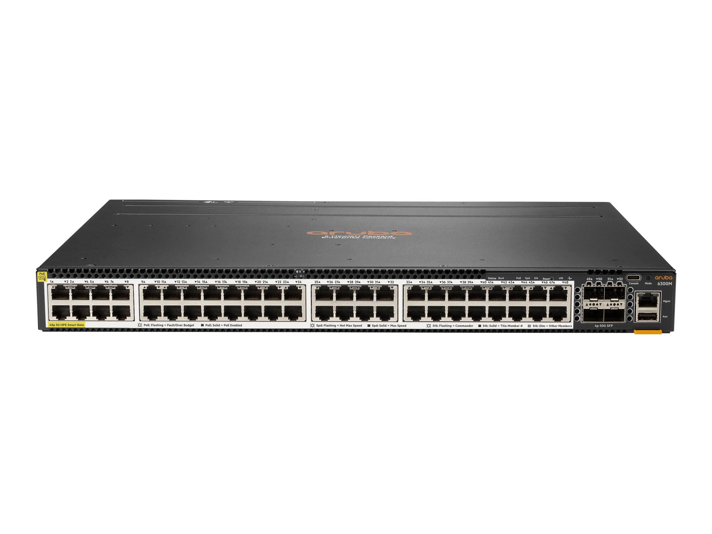 HPE Aruba 6300M - Switch - L3 - managed - 48 x 100/1000/2.5G/5G (PoE+) + 4 x 1 Gigabit / 10 Gigabit / 25 Gigabit / 50 Gigabit SF