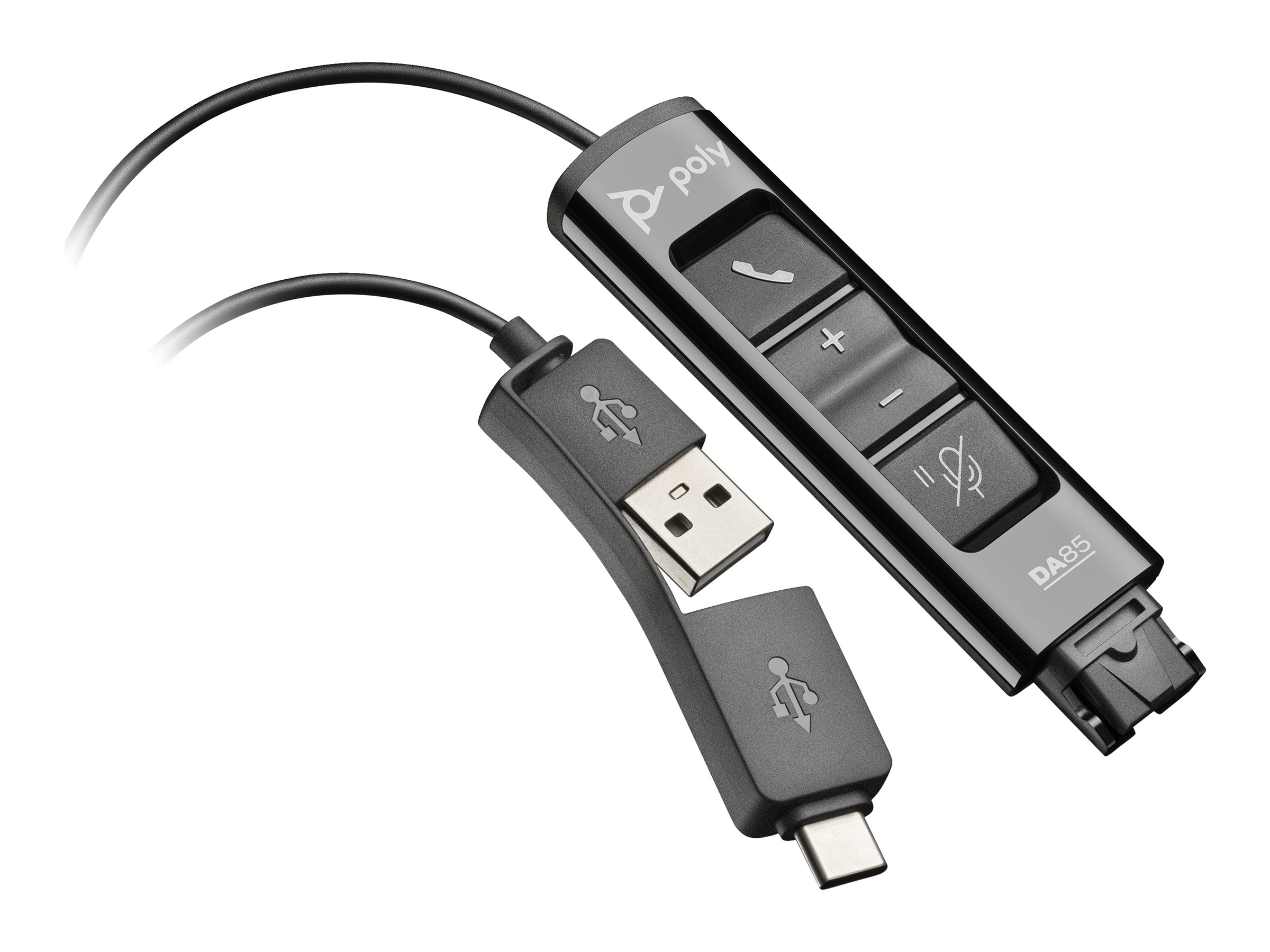 Poly DA85 - Headset-Kabel - USB, 24 pin USB-C mnnlich zu Quick Disconnect mnnlich - 1.3 m - fr OMEN 40L by HP GT21-1026nd; Po