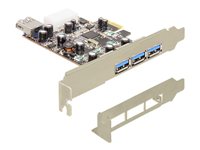 DeLock PCI Express Card > 3 x extern + 1 x intern USB 3.0 - USB-Adapter - PCIe Low-Profile - USB, USB 2.0, USB 3.0 - 4 Anschlss