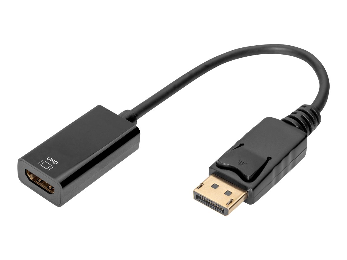 DIGITUS - Videoadapter - DisplayPort mnnlich eingerastet zu HDMI weiblich - 20 cm - Doppelisolierung - Schwarz