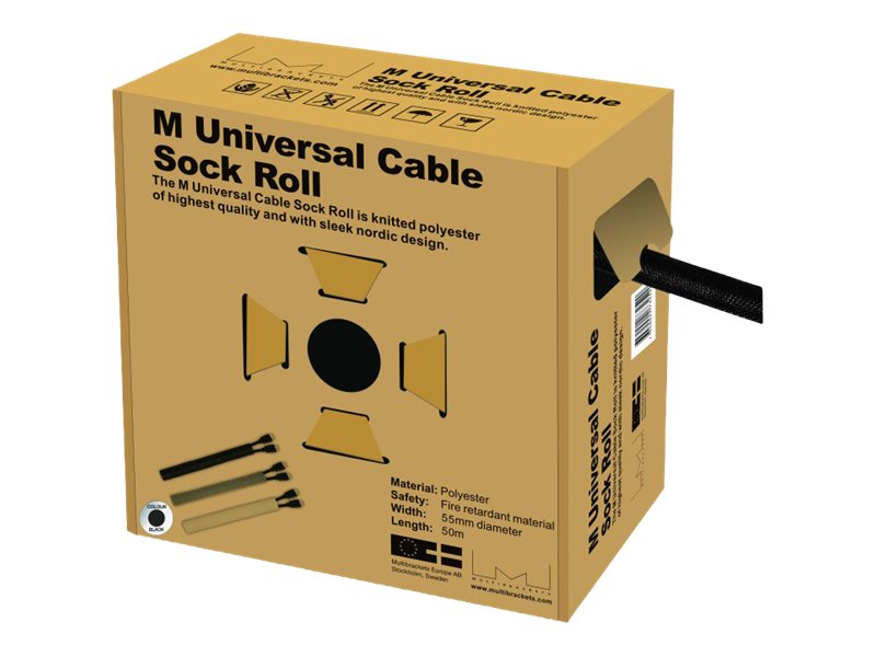 Multibrackets M Universal Cable Sock Roll 55 mm x 50 m - Kabel-Organizer - Schwarz