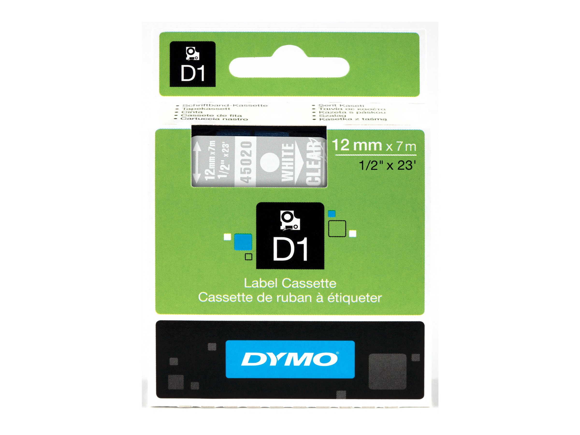 DYMO D1 - Selbstklebend - White on TranErsatzteilnt - Rolle (1,2 cm x 7 m) 1 Kassette(n) Etikettenband - fr LabelMANAGER 160, 2