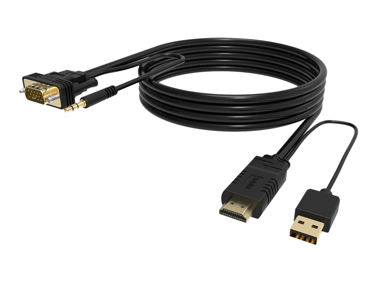 VISION Techconnect - Video- / Audiokabel - HDMI, USB (nur Strom) männlich zu HD-15 (VGA), mini-phone stereo 3.5 mm männlich - 2 