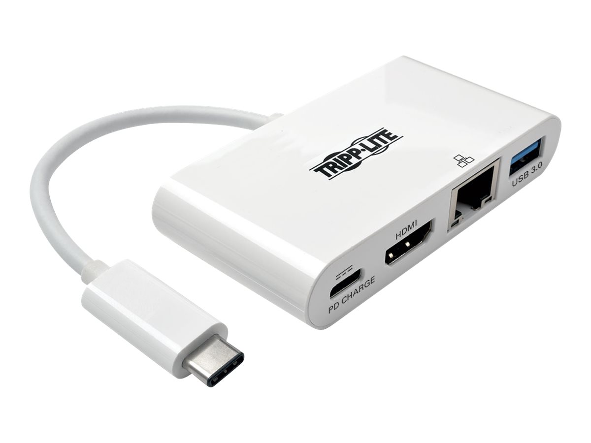 Tripp Lite USB C to HDMI Multiport Video Adapter Converter w/ USB-A Hub, USB-C PD Charging, Gigabit Ethernet Port, Thunderbolt 3