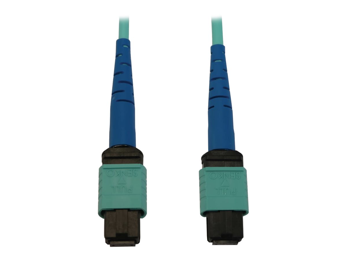 Eaton Tripp Lite Series 40/100/400G Multimode 50/125 OM3 Fiber Optic Cable (24F MTP/MPO-PC F/F), LSZH, Aqua, 20 m (65.6 ft.) - N