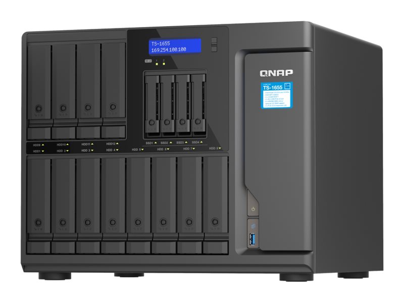 QNAP TS-1655 - NAS-Server - 16 Schchte - SATA 6Gb/s - RAID RAID 0, 1, 5, 6, 10, 50, JBOD, 60 - RAM 8 GB