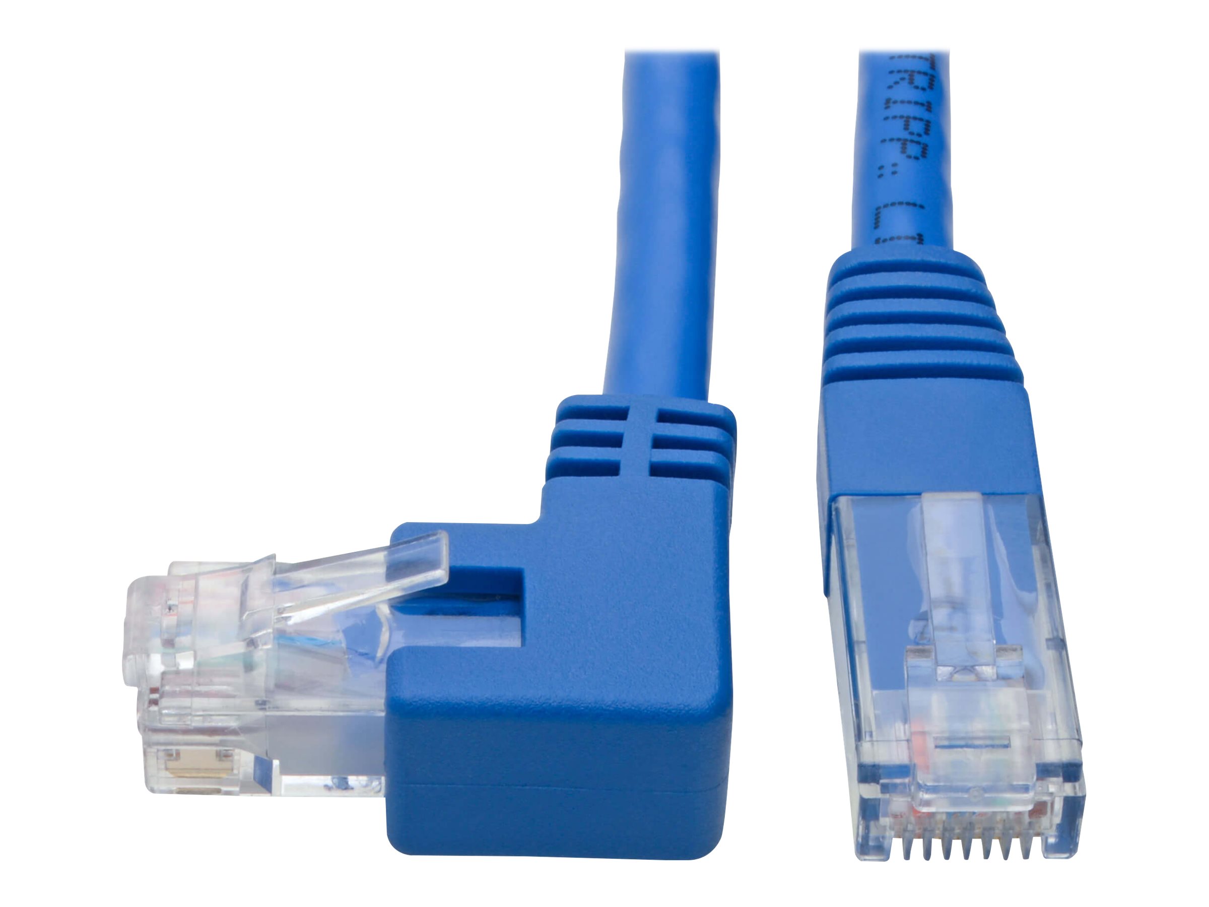 Eaton Tripp Lite Series Left-Angle Cat6 Gigabit Molded UTP Ethernet Cable (RJ45 Left-Angle M to RJ45 M), Blue, 1 ft. (0.31 m) - 