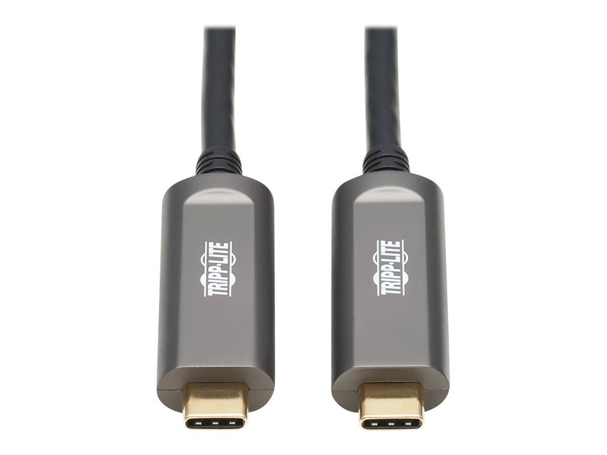 Tripp Lite USB-C AOC Cable (M/M) - USB 3.2 Gen 2 (10 Gbps) Plenum-Rated Fiber Active Optical Cable - Data Only, Black, 30 m - US