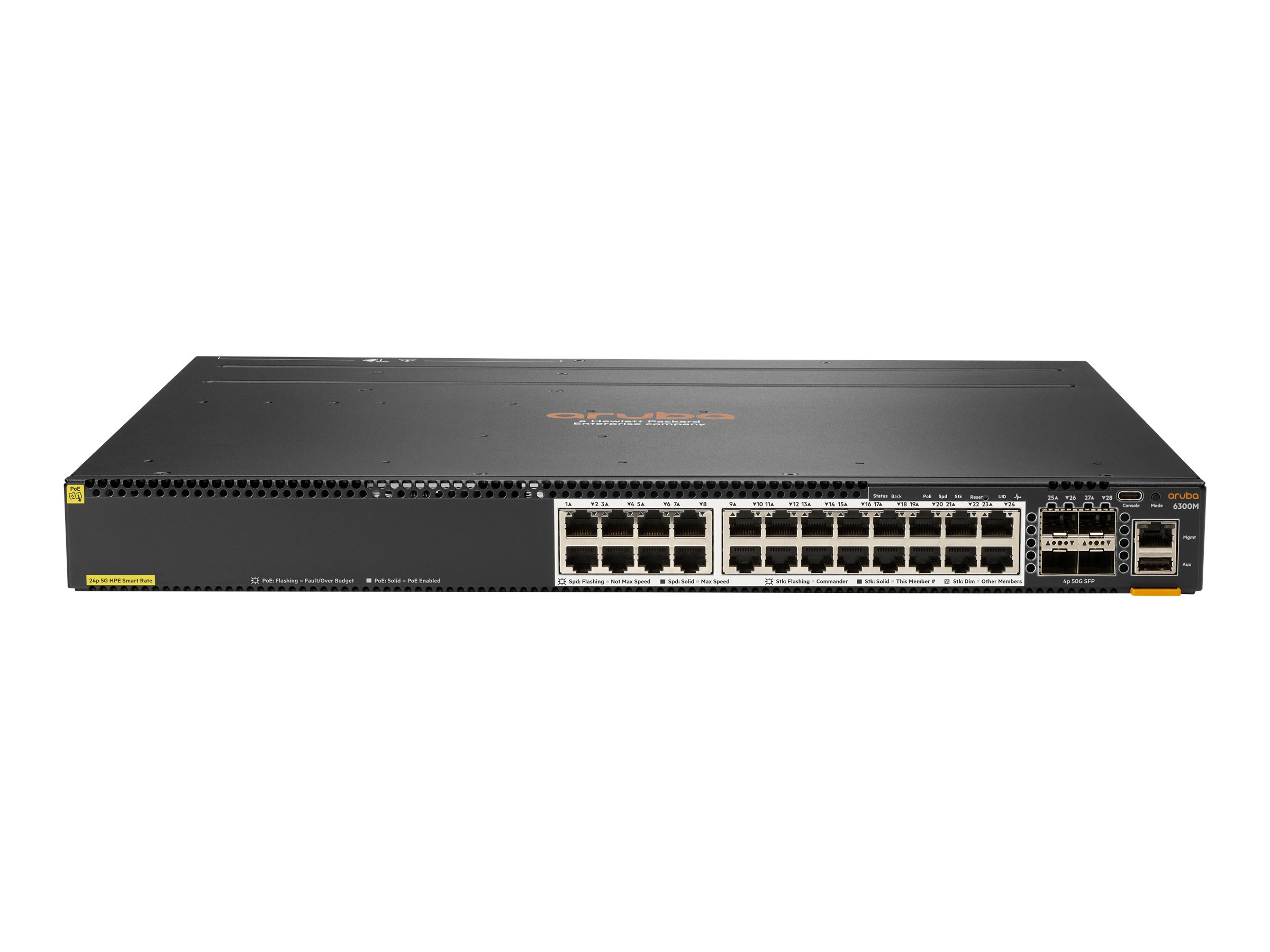 HPE Aruba 6300M - Switch - L3 - managed - 24 x 1/2.5/5/10GBase-T + 4 x 1 Gigabit / 10 Gigabit / 25 Gigabit / 50 Gigabit SFP56 (U