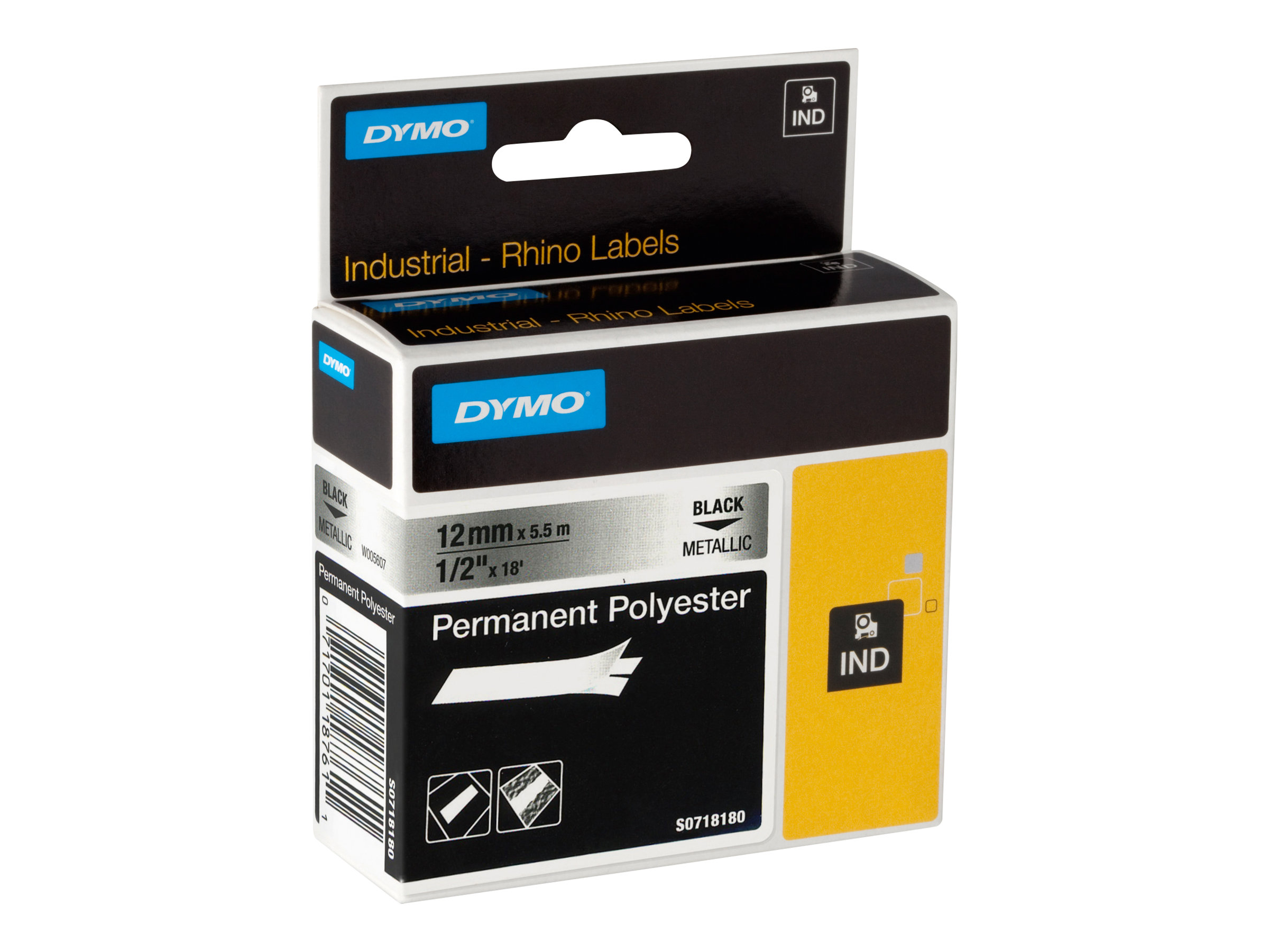DYMO RhinoPRO Permanent Polyester - Polyester - permanenter Klebstoff - Metallic - Rolle (1,2 cm x 5,5 m) 1 Kassette(n) Band - f