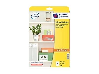 Avery Zweckform Universal - Papier - permanenter Klebstoff - weiss - A4 (210 x 297 mm) 10 Etikett(en) (10 Bogen x 1) Etiketten