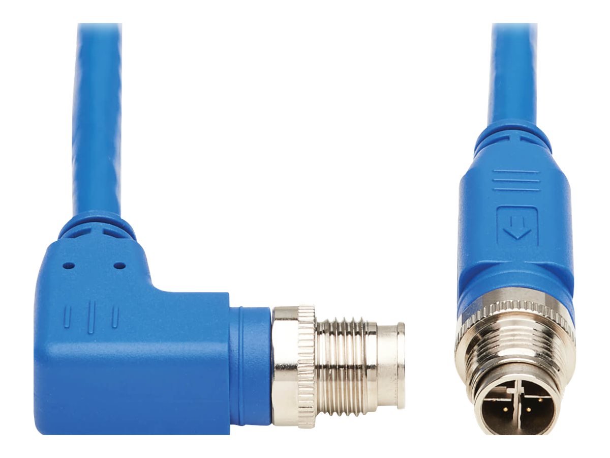 Eaton Tripp Lite Series M12 X-Code Cat6 1G UTP CMR-LP Ethernet Cable (Right-Angle M/M), IP68, PoE, Blue, 10 m (32.8 ft.) - Netzw