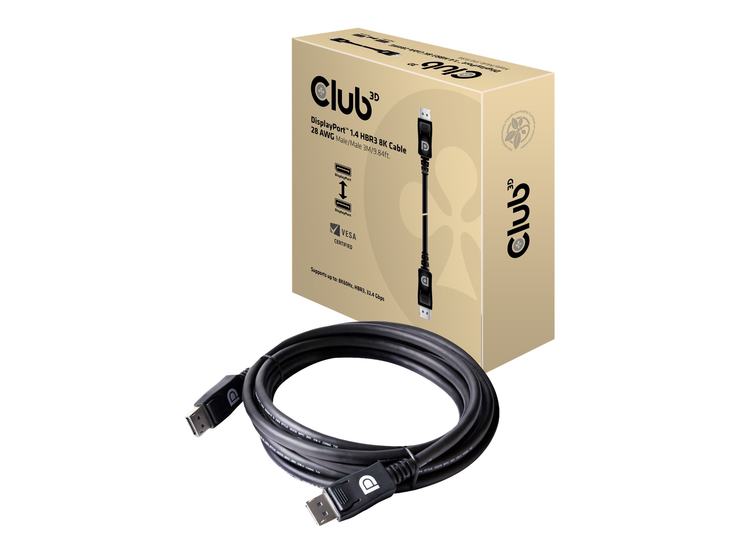 Club 3D - DisplayPort-Kabel - DisplayPort (M) zu DisplayPort (M) - DisplayPort 1.4 - 3 m - 8K Untersttzung
