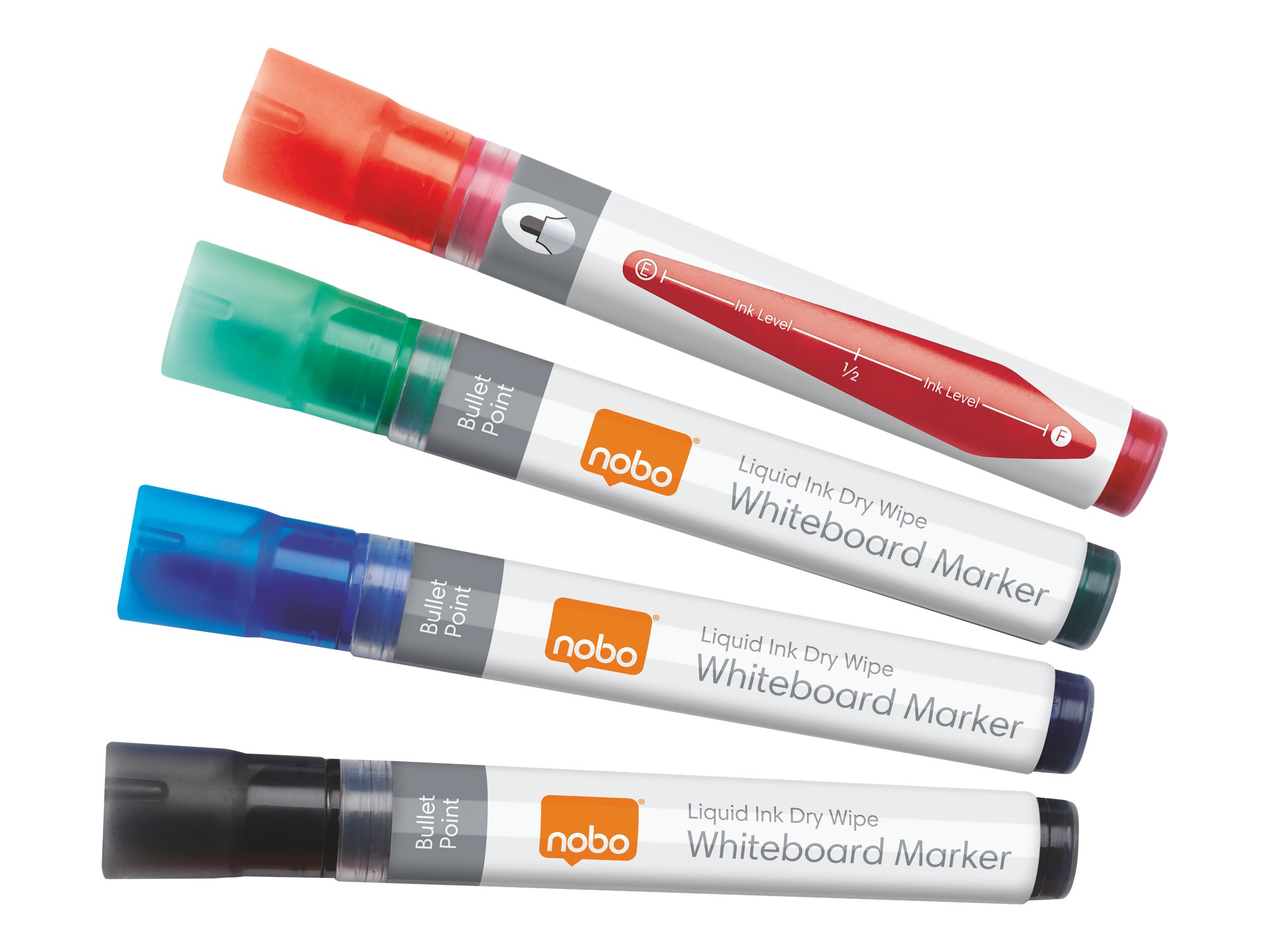 Nobo Liquid Ink - Marker - nicht dauerhaft - fr Flipchart, Overhead-Projektor-Folien, Whiteboard - Schwarz, Rot, Blau, Grn - a