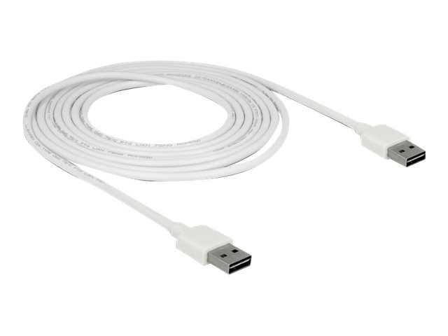 Delock Easy - USB-Kabel - USB (M) umkehrbar zu USB (M) umkehrbar - USB 2.0 - 3 m - weiss