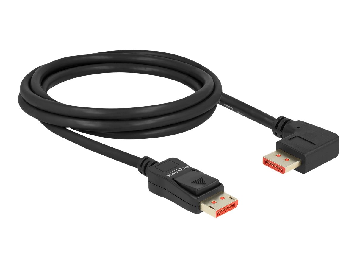 Delock - DisplayPort-Kabel - DisplayPort (M) gewinkelt zu DisplayPort (M) Verriegelung - DisplayPort 1.4 - 2 m - untersttzt 8K 