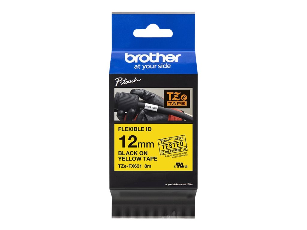 Brother TZe-FX631 - Schwarz auf Gelb - Rolle (1,2 cm x 8 m) 1 Kassette(n) flexibles ID-Band - fr Brother PT-D210, D600, H110; P