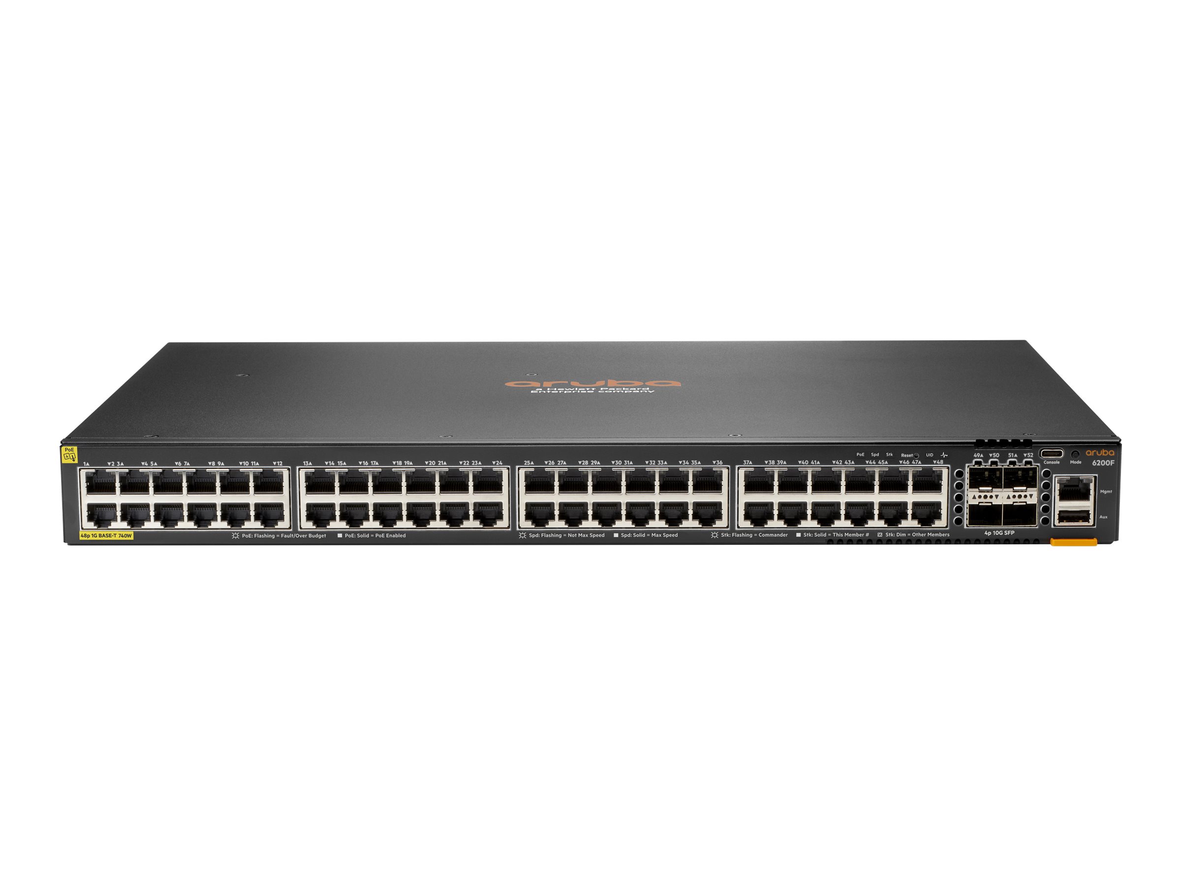 HPE Aruba 6200F 48G Class4 PoE 4SFP+ 740W Switch - Switch - L3 - managed - 48 x 10/100/1000 (PoE+) + 4 x 1 Gigabit / 10 Gigabit 
