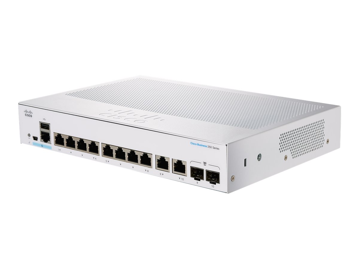 Cisco Business 350 Series 350-8T-E-2G - Switch - L3 - managed - 8 x 10/100/1000 + 2 x Combo Gigabit Ethernet/Gigabit SFP - an Ra