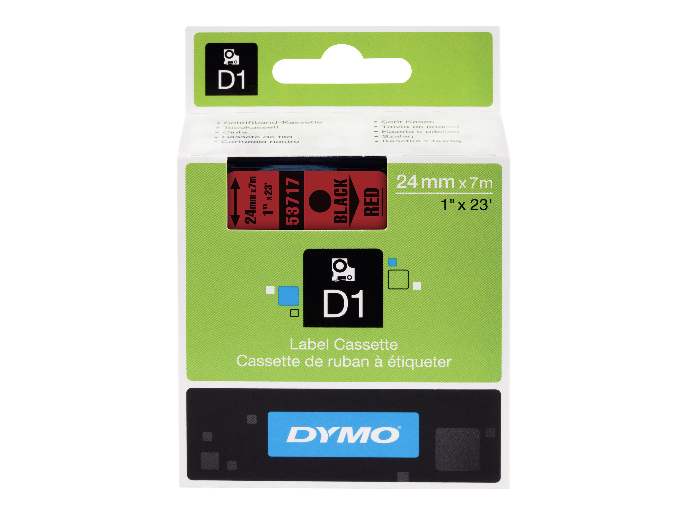 DYMO D1 - Selbstklebend - schwarz auf rot - Rolle (2,4 cm x 7 m) 1 Kassette(n) Etikettenband - fr LabelMANAGER 500TS, PnP