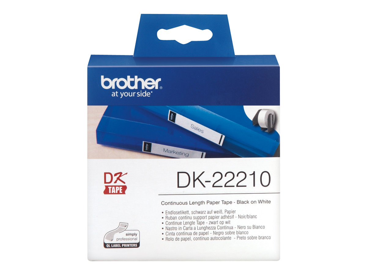 Brother DK-22210 - Schwarz auf Weiss - Rolle (2,9 cm x 30,5 m) Etiketten - fr Brother QL-1050, 1060, 1110, 500, 550, 560, 570, 