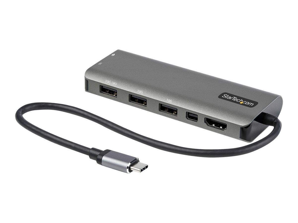 StarTech.com USB-C Multiport Adapter - USB-C auf HDMI oder Mini DisplayPort 4K 60Hz, 100W Power Delivery Pass-Through, 4-Port 10