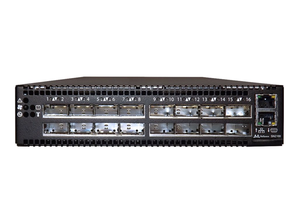 Mellanox Spectrum SN2100 - Switch - L3 - managed - 16 x 100 Gigabit QSFP28 - Luftstrom von vorne nach hinten