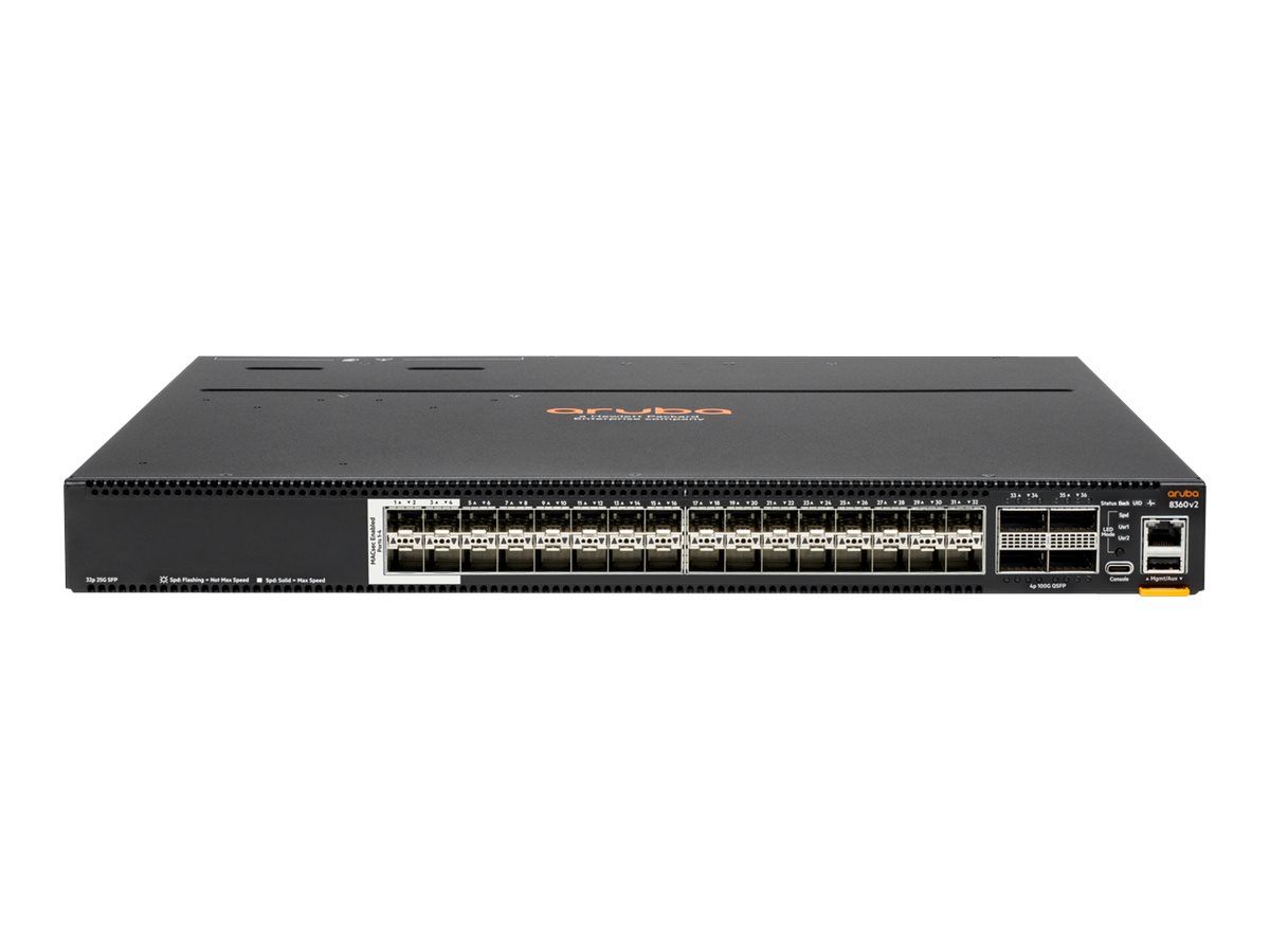 HPE Aruba CX 8360-32Y4C V2 - Switch - L3 - managed - 32 x 1/10/25 Gigabit Ethernet SFP / SFP+ / SFP28 + 4 x 40/100 Gigabit QSFP+