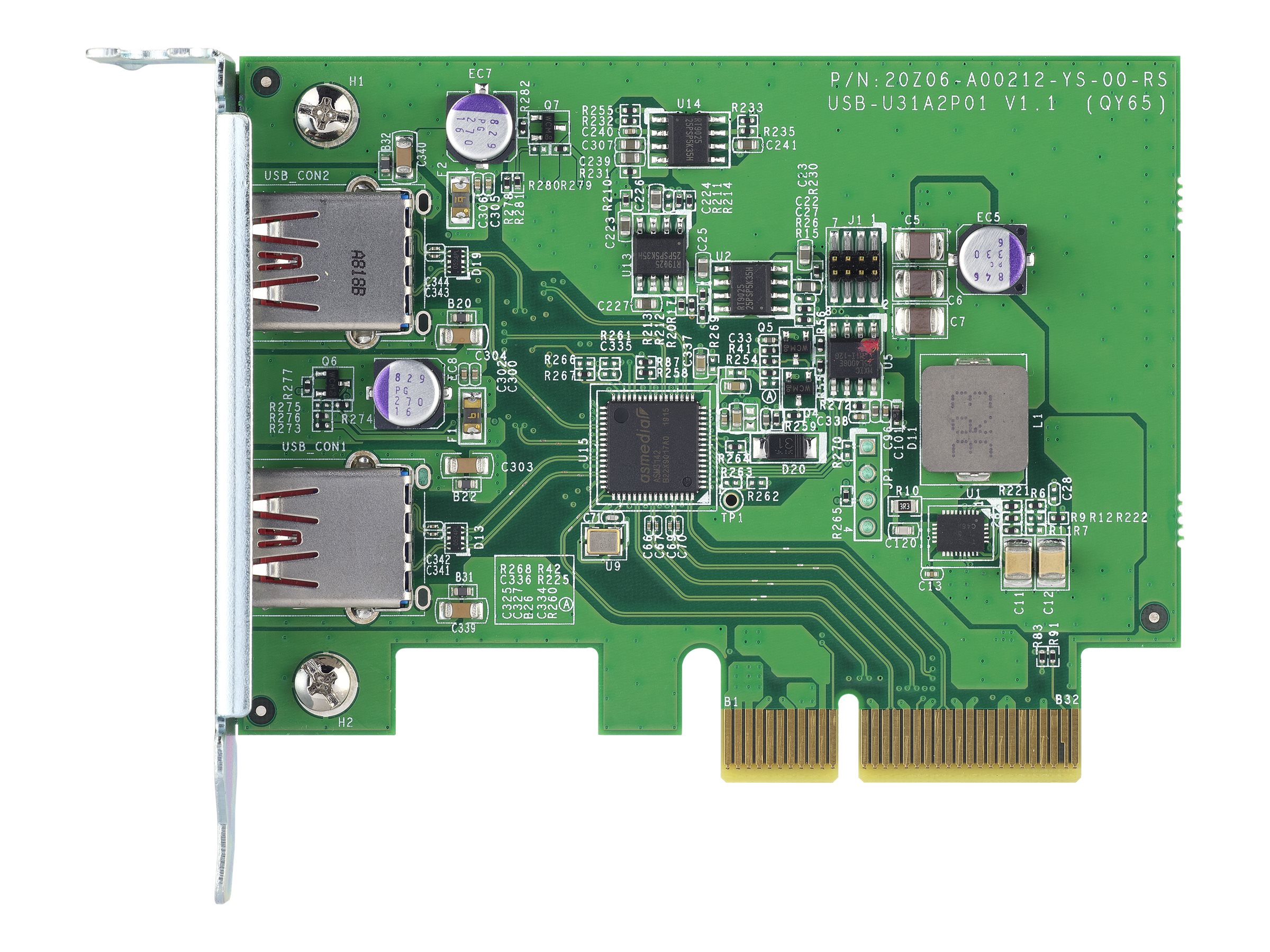 QNAP QXP-10G2U3A - USB-Adapter - PCIe 2.0 x2 Low-Profile - USB 3.2 Gen 2 x 2 - fr QNAP QGD-1600, TS-1232, 1277, 253, 453, 473, 
