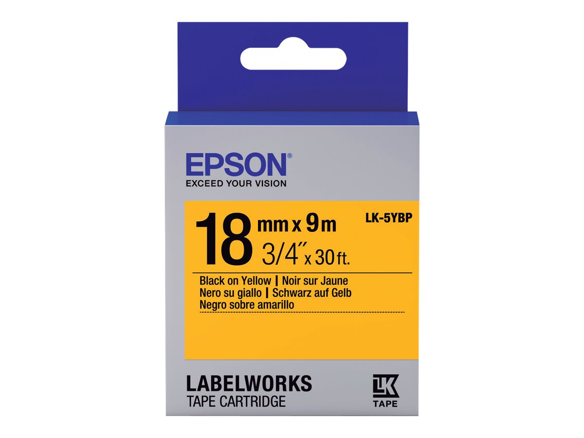 Epson LabelWorks LK-5YBP - Schwarz auf Gelb - Rolle (1,8 cm x 9 m) 1 Kassette(n) Etikettenband - fr LabelWorks LW-1000, 400, 60